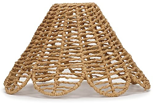 MiniSun | Modern Natural Rattan Flower Scallop Edge Ceiling Light Shade | Pendant Lights, Home Décor & Improvement Essential | 310mm Shade Width