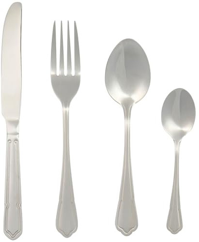 Salter BW12426EU7 Richmond 24-Piece Cutlery Set - 18/10 Stainless Steel Flatware Set, Service for 6, Silverware Set Includes Six Knives, Forks, Tablespoons and Teaspoons, 50 Year Guarantee, Silver