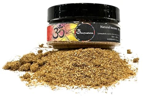 Samsara 100 % naturligt pulverrökelse | Certifierad ursprung, flera användningsområden, parfym, kosmetika | kompatibel för rökelseritningar - återförslutningsbar burk 100 ml (PALO SANTO)