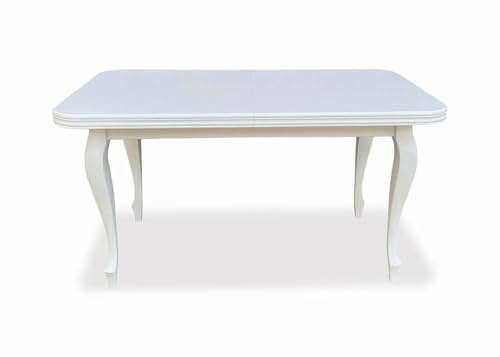 Ares Meble Vitkor Esstisch Ausziehbar - Esszimmertisch 6 Personen - Holztisch Esszimmer - Massiv - 140x80 cm (180 cm Nach Dem Auslegen) - Weiß