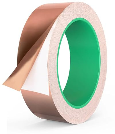 30mm x 20m Kupferband Gegen Schnecken, Beidseitig Leitende Kupferfolienband, Schneckenband, EMI Kapton Tape, Copper Foil Tape, Selbstklebend Abschirmband, Kupferfolie Klebeband, Schneckenschutz