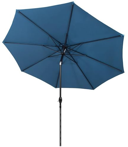 SPRINGOS parasol de jardin exterieur 300x245 cm bleu foncé avec manivelle inclinable polyester solide résistant au vent pour terrasse balcon moderne
