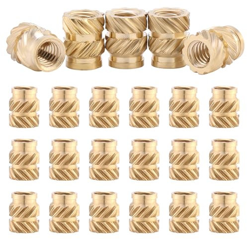 Coptiner Knurled Insert Nuts,50 Pcs M2x4x3.2mm Heat Set Inserts,Insert Embedment Nut,Threaded Female Threaded Internal Press-in Insert Nuts,Heat-Set 3D Printing Brass Knurled