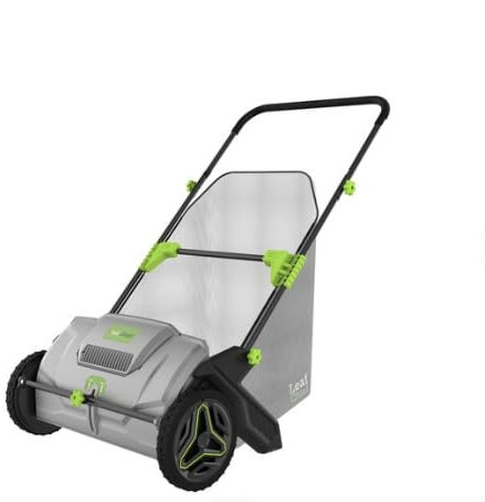 Drew&Cole Leaf Chief - Grass & Leaf Sweeping Collector - 100L Removable Collection Bag & Wall Hanging Bracket - Wide 53cm Collection Path - Adjustable Rotating Brush - Includes Bonus Wall Bracket