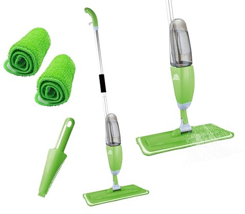 ARSUK Bodenwischer mit Sprühfunktion, Nachfüllbare 600ml Flasche und 2 Ersatzpads für schnelles Reinigen von Holz, Marmor, Laminat und Fliesen