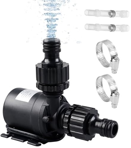 GOEDCH Bomba de agua sumergible sin escobillas de 12 V: 800 L/H 5 m de acero inoxidable, núcleo de bomba de agua ultra silenciosa, bomba de anfibios para estanques de peces, acuarios, boquillas de