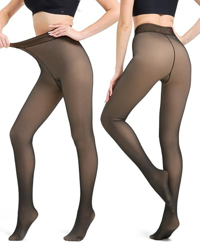 LNMBFV Women Thermal Fleece Lined Tights One Seam Line Crotch Warm Fake Translucent Leggings High Waist Pantyhose for Winter