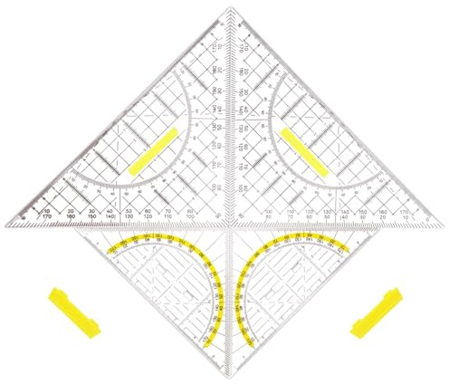 4 stycken flexibla geometriska trianglar, 15,7 cm och 22,5 cm transparent geotriangel med handtag, geo-trianglar set, geometritriangel med handtag, kombinerar längder och vinkelmätning, för studenter