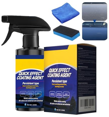 Spray de fermeture pour voiture - Spray de rénovation pour véhicules - 120 ml - Scellant hydrophobe brillant avec serviette en microfibre - Pour Berline, Transporter, Minivan - Pour berline, M