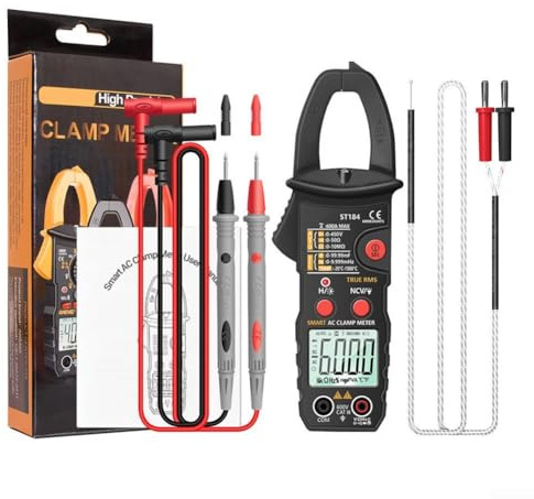 Durall digital klämma multimeter AC 600A 6 000 räknar TRMS automatisk räckvidd med NCV temperaturkapacitans frekvensbeständighet kontinuitet och diodtest kontaktmätning hög (röd)