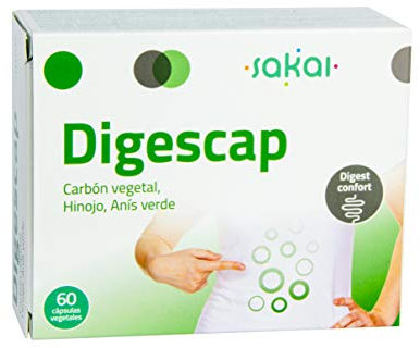 Sakai – Digescap- Acaba con las digestiones pesadas – Alivia los Gases y la hinchazón abdominal – Calma las molestias digestivas - Con Carbón Vegetal, Hinojo y Anís Verde