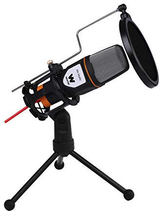 WOXTER Mic Studio Black - Micrófono condensador profesional para ordenador. Entrada: 3.5mm, trípode ajustable en inclinación V/H, color negro