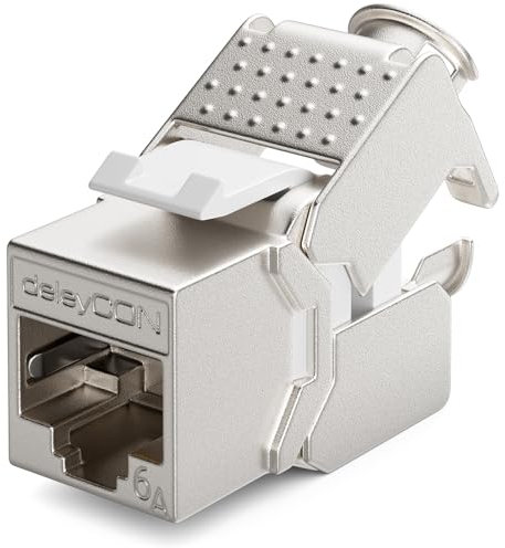 deleyCON 1x Modulo Keystone Presa CAT 6a STP RJ45 Completamente Schermata Senza Attrezzi Grazie al Montaggio a Innesto 500Mhz 10GBit/s