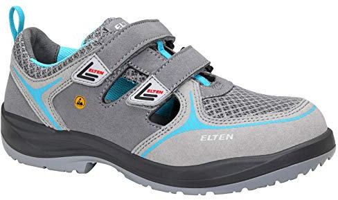 ELTEN Sicherheitsschuhe Mila Aqua Easy ESD S1, Damen, Textil, Stahlkappe, leicht, sportlich 40, Grau-Türkis