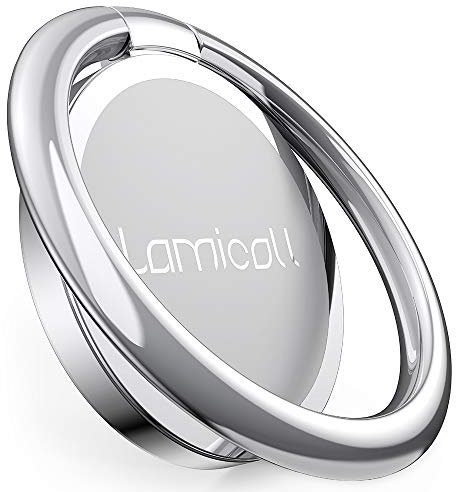 Lamicall Phone Ring Holder, Universal Ring Stand - 360 Adjustable Handy Finger Ring Grip Sturdy Mobile Phone Loop for iPhone 16 15, 14, 13, 12, 11 Pro Max Mini Xs XR X 8 7 6S, All 4~8 phones - Silver