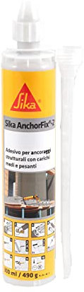 Sika - Sika Anchorfix 2+, Grigio - Adesivo per ancoraggi - Per carichi medio e alti - Per armature/rinforzo in acciaio - A indurimento rapido - 300ml