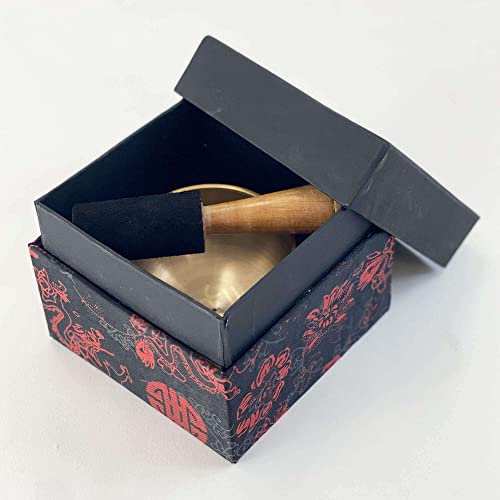 Bodhi Indische Klangschale Ø 8 cm | Klangschalen Set inkl. Kissen, Klöppel & Geschenkbox | Singing Bowl mit Verzierung | Ideales spirituelles Geschenk | Meditationszubehör aus Messing