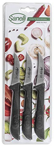 Sanelli Set 3 Coltelli Frutta e verdura: spelucchino curvo cm.7