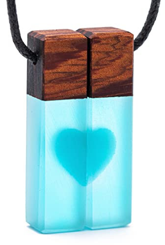 treeforce Herz Pärchen Ketten - Handgemachter Schmuck aus Holz und Epoxidharz (Resin) für Freunde und Pärchen - Halskette, Schlüsselanhänger oder Auto- Anhänger 3in1 DIY Schmuck