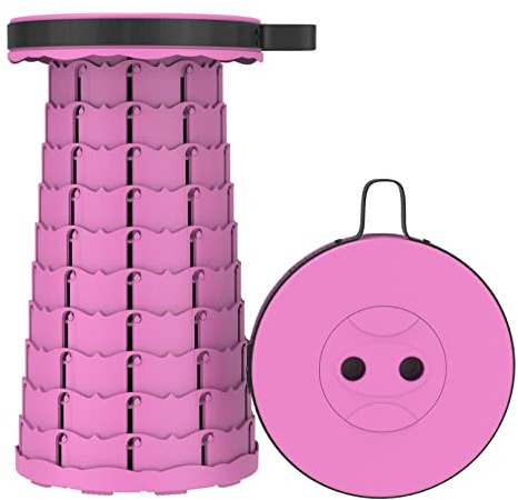 Infällbar Hopfällbar Pall Bärbar Teleskoppall Justerbar Hopfällbar Pall Lätt Campingpall För Vuxna Utomhus Resekök 330 Lb Max Belastning (Color : Rose Red, Size : A)