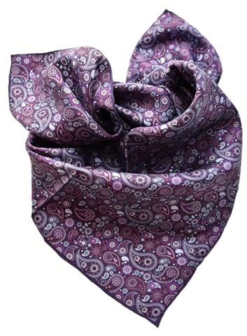 Prettystern 65x65 cm Seidenhalstuch Unisex Seidentuch, handrollierte Kanten, 100% Seide Halstuch Kopftuch für Damen & Herren Paisley Druck 04 Violett