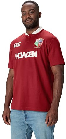 Canterbury Camiseta clásica Unisex de Manga Corta de los Leones británicos e irlandeses para Adultos, Dalia roja, Talla M