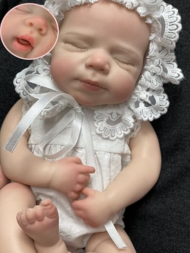 Abenduot Bambole in silicone platinico da 13 pollici con bocca aperta e corpo intero Bambole in silicone dipinte realistiche Bambole in silicone per bambini Giocattoli per bambini