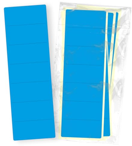 itenga 10x Ordneretiketten BREIT Ordnerrückenschild für BREITE Ordner vollflächig farbig I Ordnerschild selbstklebend aus Haftpapier 6x19cm (blau)