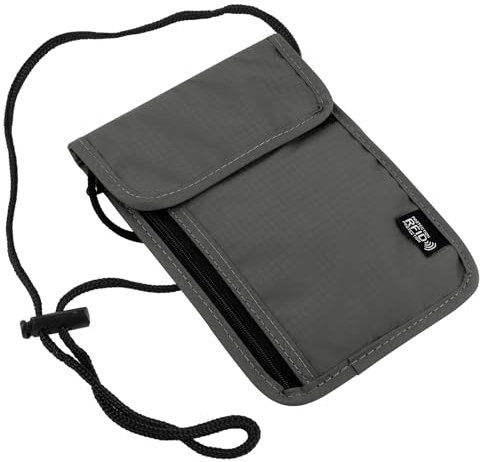 Brustbeutel mit RFID Schutz, Anti-Diebstahl Unisex Reisegeldbeutel, Wasserdicht Schwarz Handy Umhängetasche Herren, Brustbeutel Jungen für Passport,Kreditkarten,Smartphone,Münzen,Geld(grau)