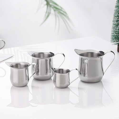 Bricco per latte per preparare il caffè, in acciaio inox, con versamento per latte macchiato e altro (150 ml)