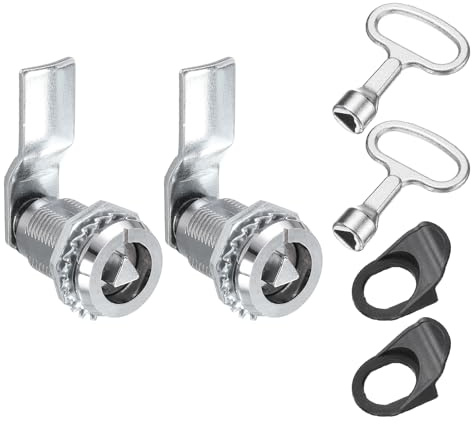 sourcing map Cerradura tubular de leva, cilindro de 7/8 pulgadas de longitud de cilindro de aleación de zinc con llave para buzón eléctrico (blanco, paquete de 2)