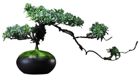 Faux träd kinesisk stil välkomnande tall ornament vardagsrum veranda hem dekorationer matbord tv -skåp kreativa thuja bonsai ornament faux växter inomhus (c)