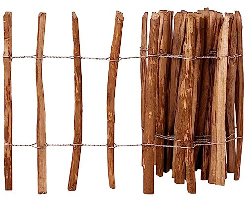 Recinzione a bastoncini, in legno di nocciola, 60 x 500 cm, lunghezza 5 m, per giardino e terrazza