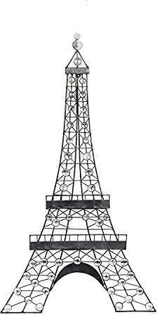 Deco 79 Metal Eiffel Tower Home Wall Decor 3D Wire Wall Sculpture with Crystal Embellishments, Wall Art 18 x 1 x 32, Black