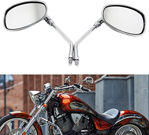 10mm Motorcycle Mirrors, Chrome M10 Rearview Mirrors for Shadow VTX Boulevard Vulcan Intruder Scooter (Chrome)