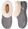 EverFoams Ladies' Micro Suede Memory Foam Slippers with Fluffy Faux Fur Collar and Indoor Outdoor Rubber Sole Grey, Size 7-8 UK