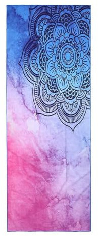 FANSU Hot Yoga Handtuch rutschfest Fitnesstuch Weich Atmungsaktiv Antirutsch Yogatuch mit Hoher Bodenhaftung Tragbares Yogahandtuch für Bikram und Pilates (185cm*68cm,Blaues Mandala)