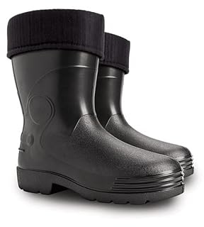 Agritrade AK Thermal Insulated Lightweight Durable EVA Wellies Men Wellingtons Rain Boots Non-Slip Soles Hunting Fishing Farm Work - Black (13.5, 13.5)