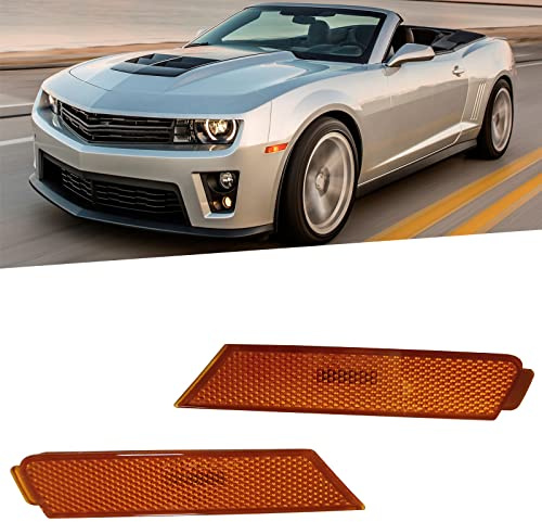 KYYET Amber Lens Front Bumper Side Marker Light Assembly Compatible with 2010-2015 Chevrolet Camaro Replace GM2551197 GM2550197