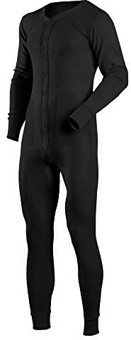 Pyjamas à Manches Longues pour Hommes Combinaison de Nuit avec Boutons Pyjama Une pièce Color Noir Size M