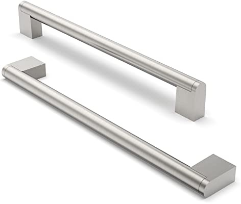 FURNIWARE 5 Pièces Poignée de Meuble, Distance de Trou de 224mm Poignées de Meubles en Acier Inoxydable Poignées de Placard Poignée d'Armoire de Cuisine-Nickel brossé