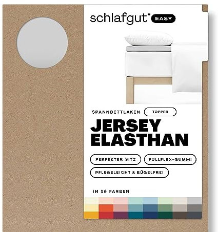 Schlafgut Easy Jersey Elasthan Topper Spannbettlaken 90x190 bis 100x220 Grey Light, Spannbetttuch aus superweicher Baumwolle mit Elasthan