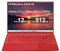 AOCWEI Laptop 16 Zoll 12GB RAM 512GB ROM Erweiterungen 2,5 1 TB SSD, Laptop Win 11 mit 4-Core CPU N5095 (bis zu 2,9 GHz), 1920 * 1200丨5G WiFi丨Bluetooth & Deutsche Tastatur Aufkleber-Rot