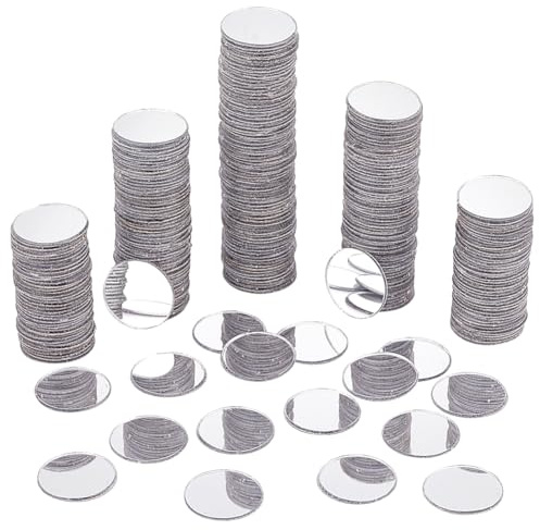 PH PandaHall 300 st spegelmosaikplattor 20 mm självhäftande spegel rund akrylspegel mini mosaikspeglar gör-det-själv hantverksspeglar dekorativa glasspeglar för projekt resor inramning dekoration