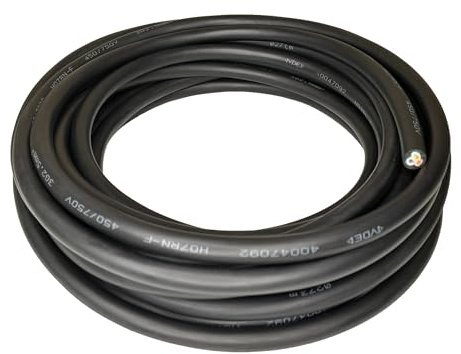 Heavy Duty Flexible Rubber Power Cable, 3 Core, 1.5mm² / 2.5mm², H07RN-F, Indoor/Outdoor Use - Various Lengths (3 Core, 2.5mm² (3G2.5), 2m)