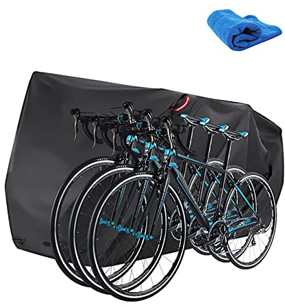 Cykelskydd – för 3 cyklar, 210 x 112 x 112 cm– vattentätt cykelskydd 210d oxfordväv, cykelskyddande presenning, skydd mot damm, regnbeständigt, snöskydd, vindtätt, UV-skydd (svart)