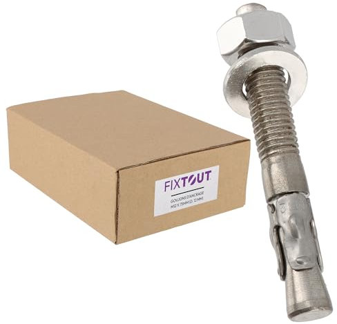 Lot de 25 goujons d'ancrage en acier inox A2 M12 - Diamètre 12 mm - 125 MM