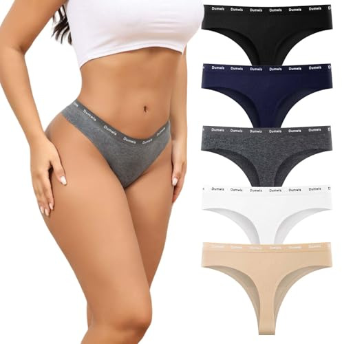 Dumwis Tangas Mujer Pack Algodon Bragas Sin Costuras Mujer Invisibles Braguitas Calzones Transpirable Brasileñas Suaves Ropa Interior Multicolor Women Underwear Paquete De 5(S-2XL)