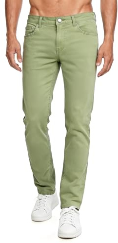 GINGTTO Jeans Hombre Elásticos Vaquero Entallado Pantalones Slim fit Stretch Denim Pantalón Tapered Leg para Hombres Verde 32/30