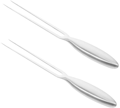 UKCOCO Fourchette à Découper Viande 29 Cm En Acier Inoxydable, Fourchette à Barbecue Long Manche, Ustensile La Cuisine Pour Camping Et Service, Lot De 2 Pièces